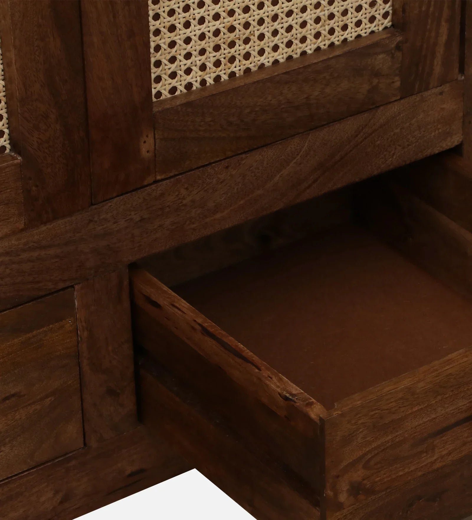Mango Wood 2 Door Wardrobe In Rustic Teak Finish With Drawer - Image 2