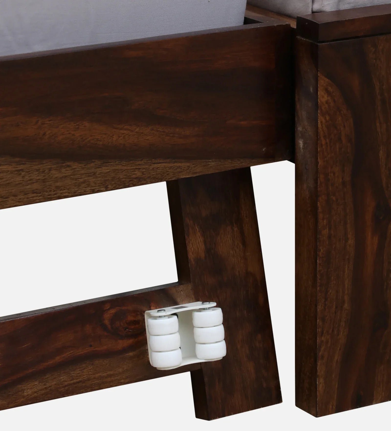 Sheesham Wood Single Bed In Provincial Teak Finish With Trundle - Image 4
