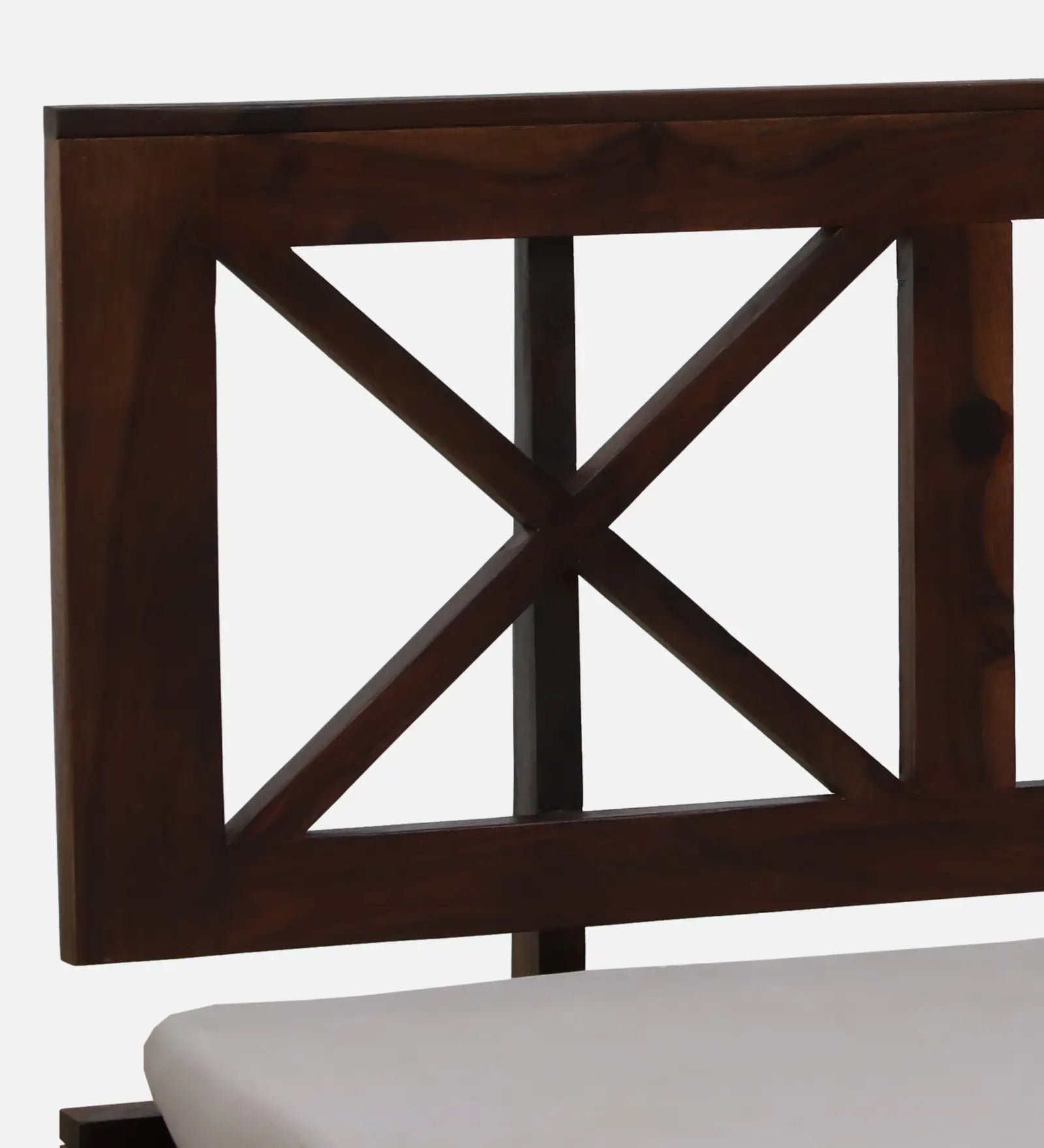 Sheesham Wood Queen Size Bed In Provincial Teak Finish With Headboard & Hydraulic Storage - Image 4