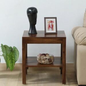 Harlev Sheesham Wood End Table In Provincial Teak Finish