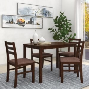 Seattle 4 Seater Dining Set in Dark Cappuccino Finish