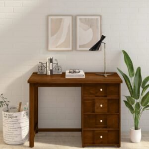 Sheesham Wood Writing Table In Scratch Resistant Provincial Teak Finish With Drawers