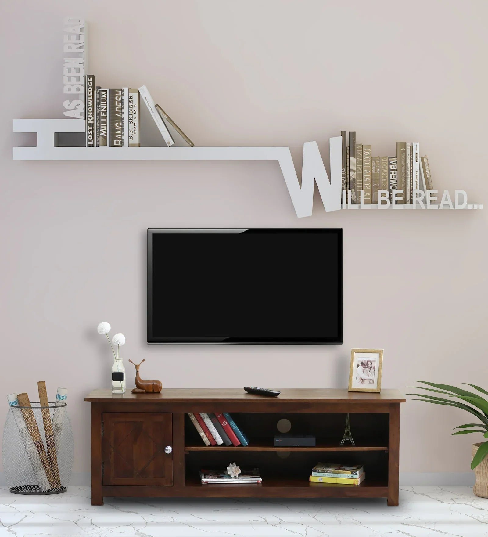 Sheesham Wood TV Console in Scratch Resistant Provincial Teak Finish For TVs Up To 55"