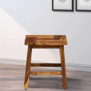 Sheesham Wood Seating Stool In Rustic Teak Finish