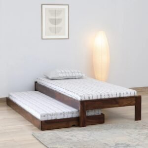 Sheesham Wood Single Bed In Provincial Teak Finish With Trundle