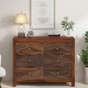 Sheesham Wood Chest Of Drawers In Provincial Teak Finish