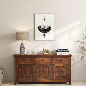 Sheesham Wood Sideboard in Scratch Resistant Honey Oak Finish