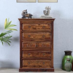 Sheesham Wood Chest Of Drawers in Scratch Resistant Provincial Teak Finish