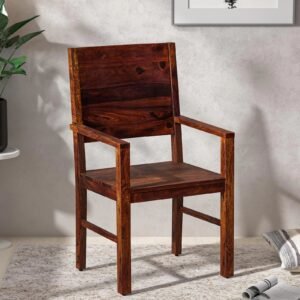 Oriel Sheesham Wood Arm Chair In Honey Oak Finish