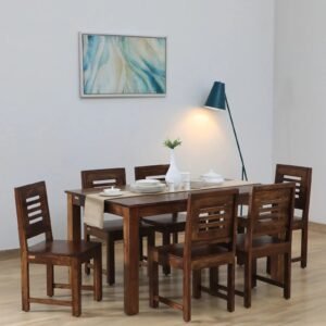 Sheesham Wood 6 Seater Dining Set in Scratch Resistant Provincial Teak Finish