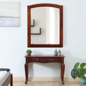 Sheesham Wood Dressing Cabinet In Honey Oak Finish With Mirror