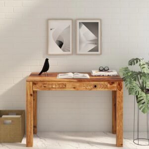Sheesham Wood Writing Table in Scratch Resistant Rustic Teak Finish With Drawers