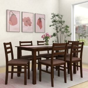 6 Seater Dining Set in Dark Cappuccino Finish