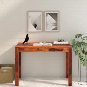 Sheesham Wood Writing Table in Scratch Resistant Honey Oak Finish With Drawers