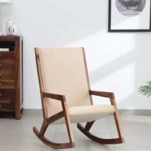 Rezzan Sheesham Wood Rocking Chair in Rustic Teak Finish