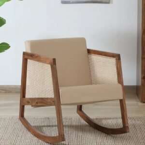 Baarn Mango Wood Rocking Chair In Rustic Teak Finish