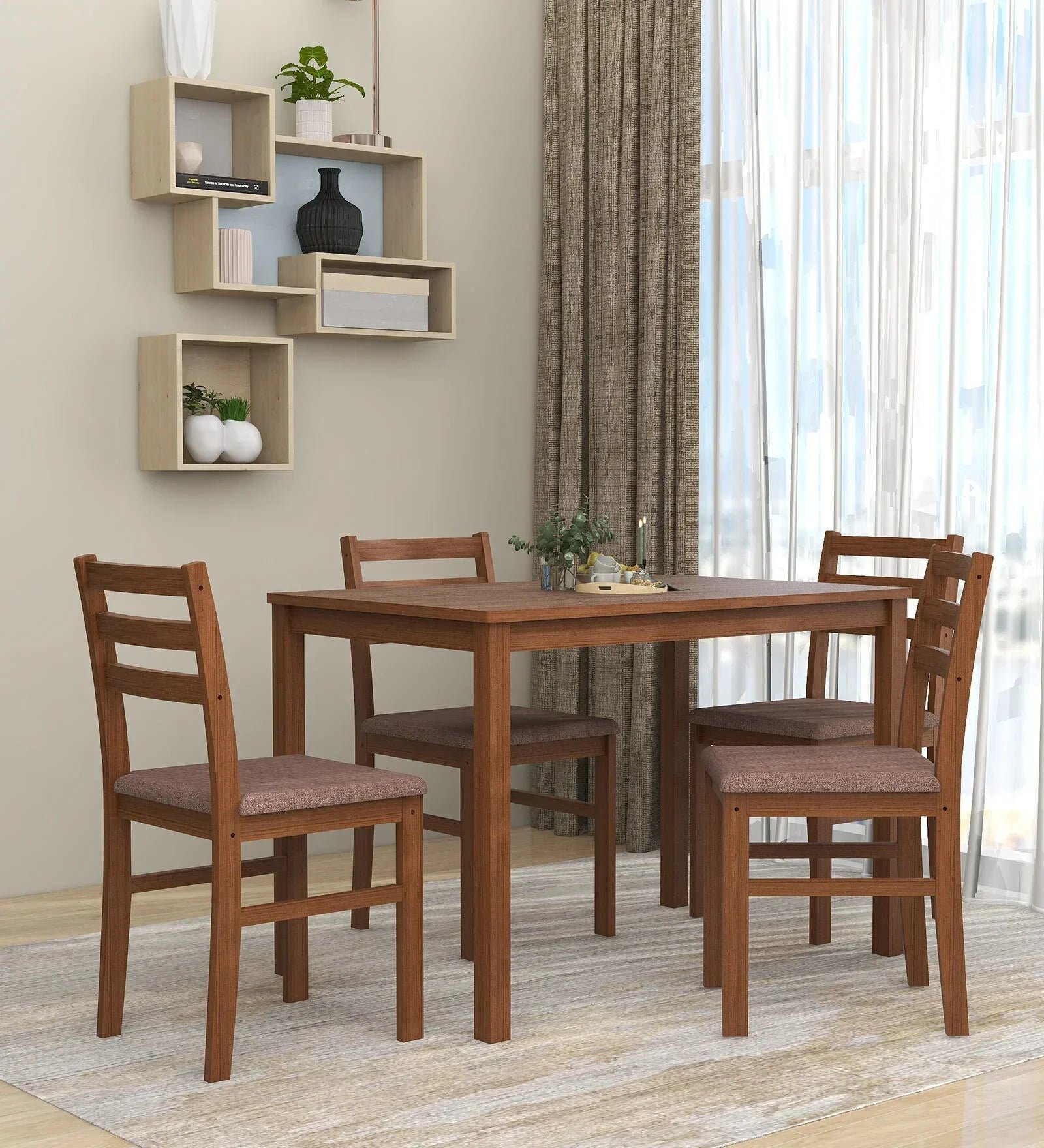 Seattle 4 Seater Dining Set in Antique Oak Finish - Image 8