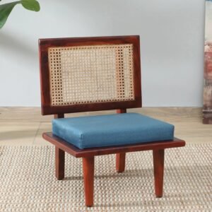 Sheesham Wood Slipper Chairs with Cushion In Honey Oak Finish