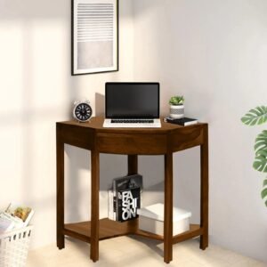 Sheesham Wood Corner Writing Table in Scratch Resistant Provincial Teak Finish