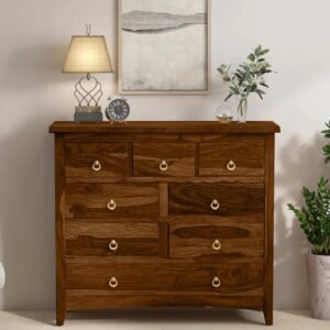 Sheesham Wood Chest Of Drawers in Scratch Resistant Provincial Teak Finish