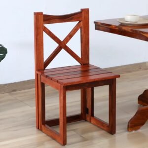 Sheesham Wood Folding Chair In Honey Oak Finish (Set Of 2)