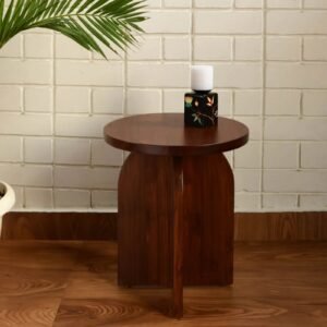 Cole Solid Wood Side Table In Teak Finish