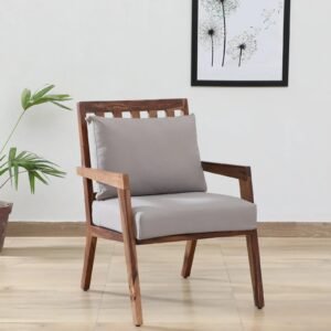 Milton Sheesham Wood Arm Chair In Grey & Rustic Teak Finish