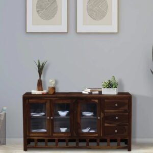 Sheesham Wood Crockery Unit in Scratch Resistant Provincial Teak Finish