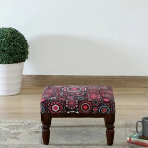 Sheesham Wood Foot Stool In Provincial Teak Finish