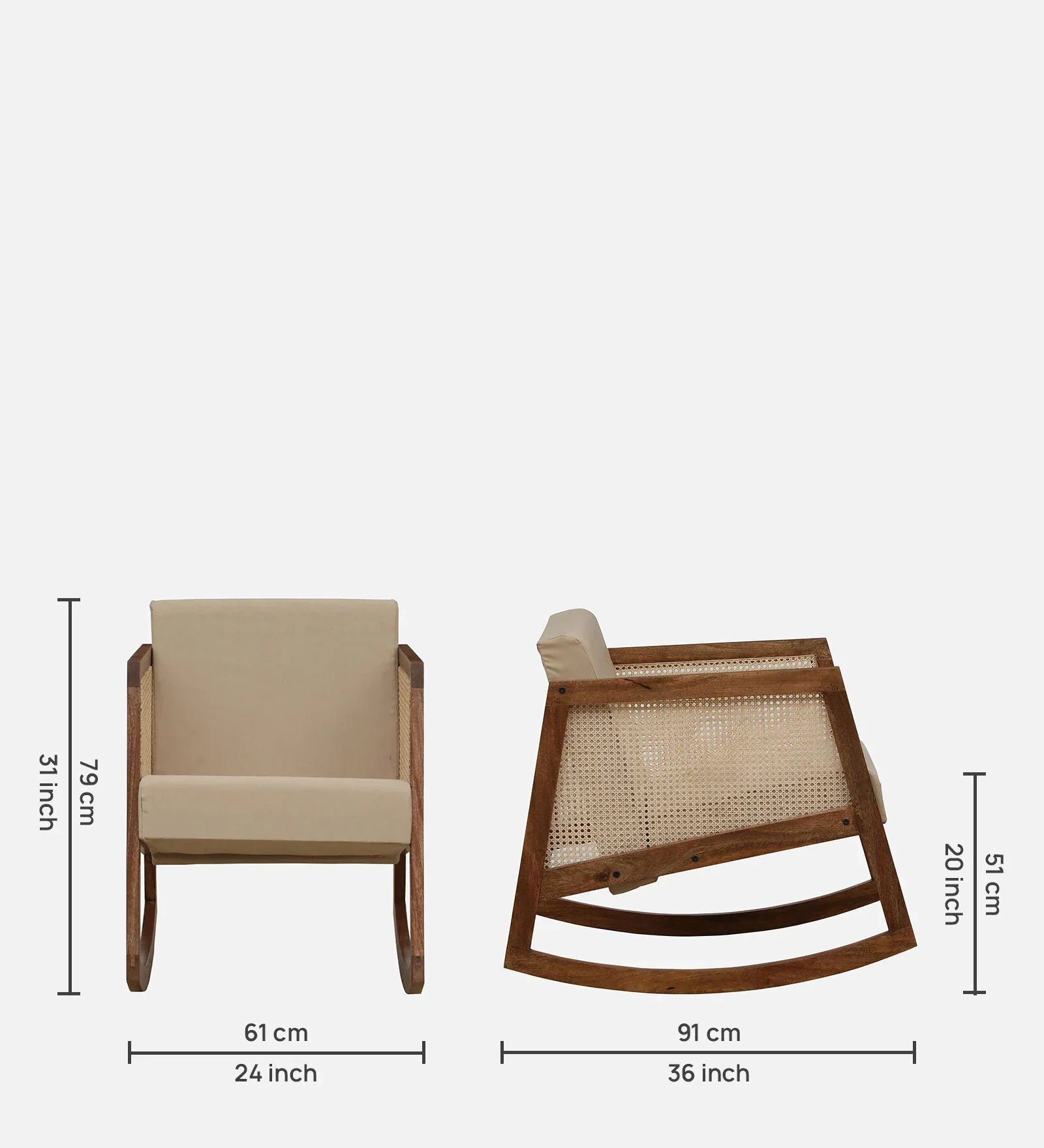 Baarn Mango Wood Rocking Chair In Rustic Teak Finish - Image 3
