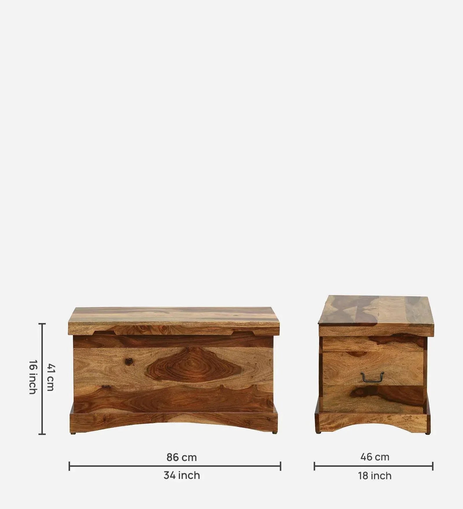 Sheesham Wood Trunk in Scratch Resistant Rustic Teak Finish - Image 3