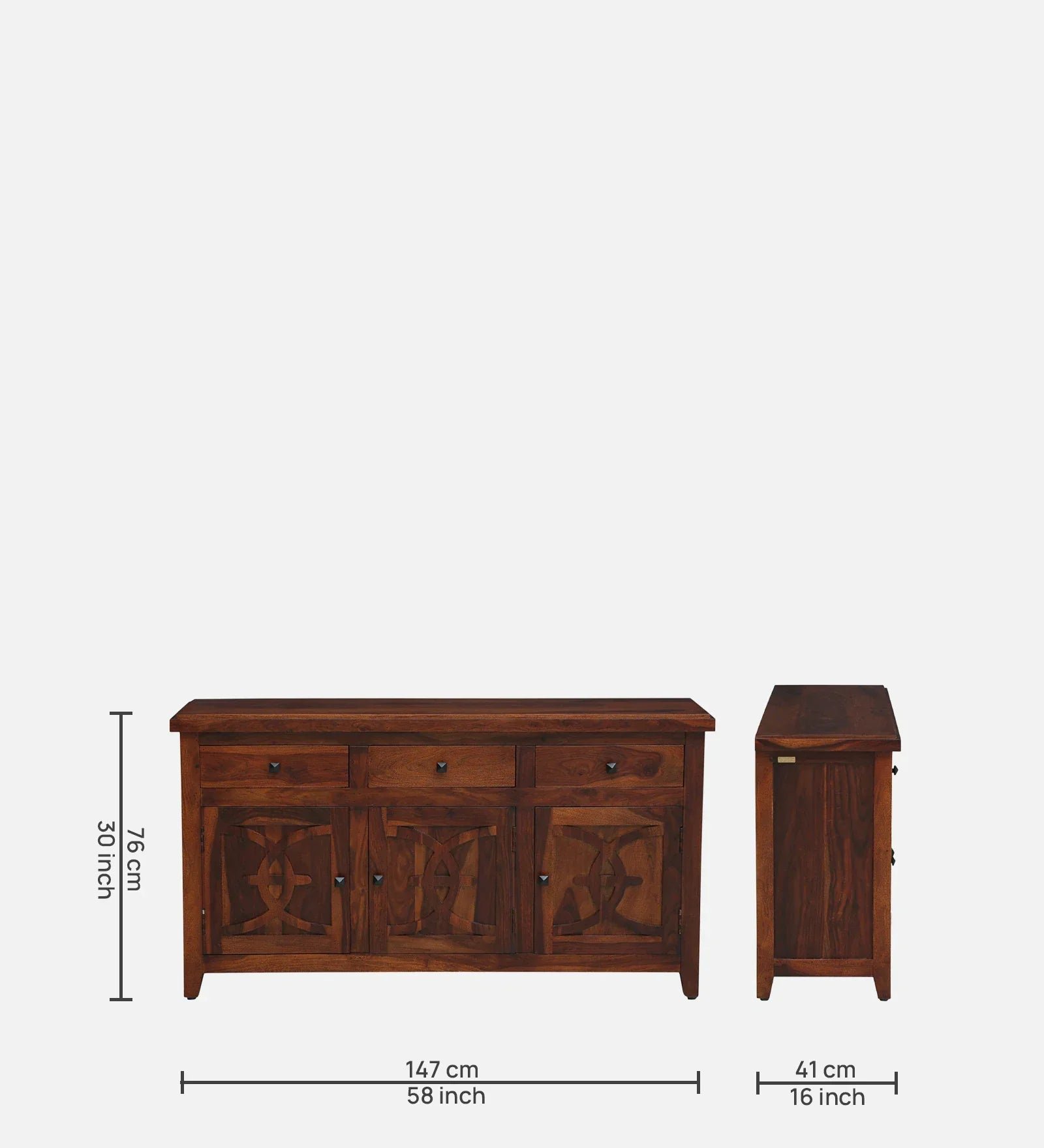 Sheesham Wood Sideboard in Scratch Resistant Honey Oak Finish - Image 2