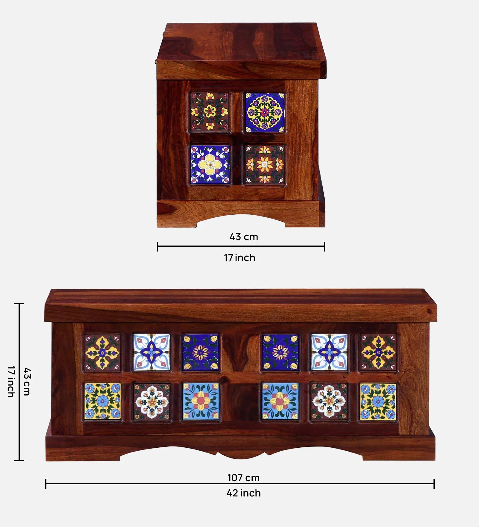 Sheesham Wood Trunk in Honey Oak Finish - Image 3