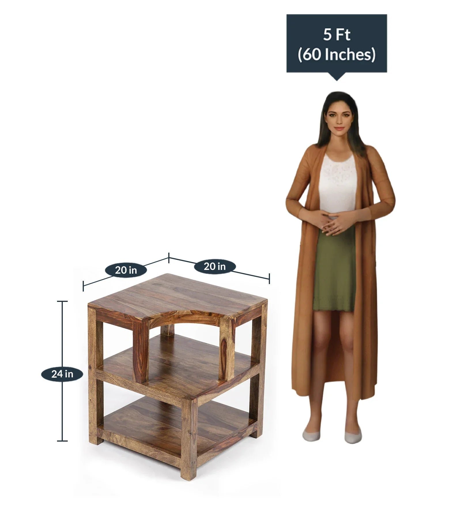 Allen End Table in Teak Finish - Image 2