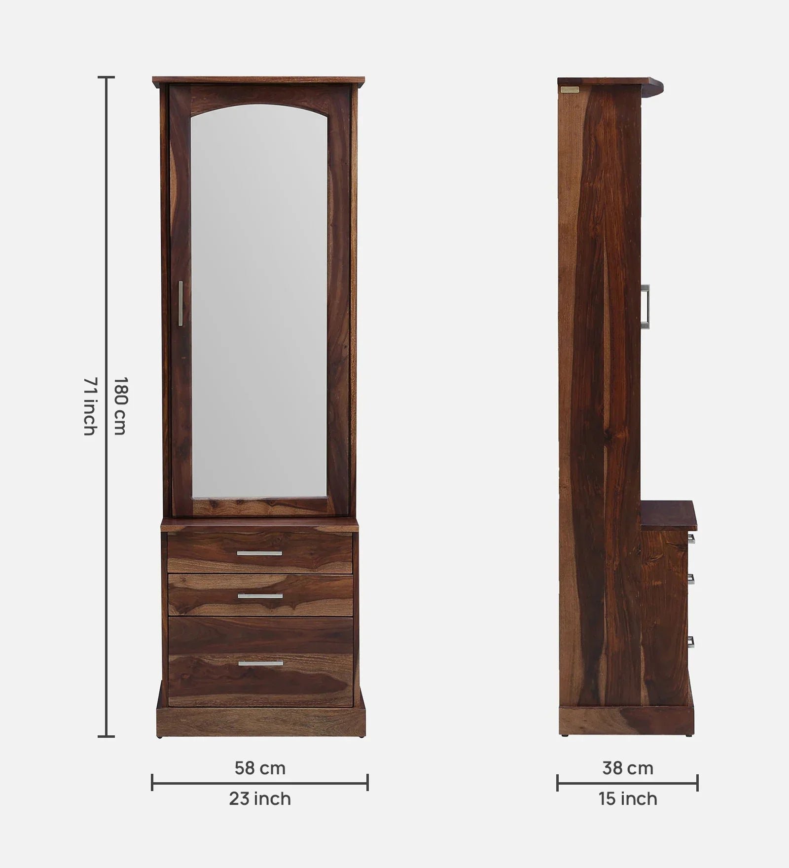 Sheesham Wood Dresser in Scratch Resistant Rustic Teak Finish - Image 3