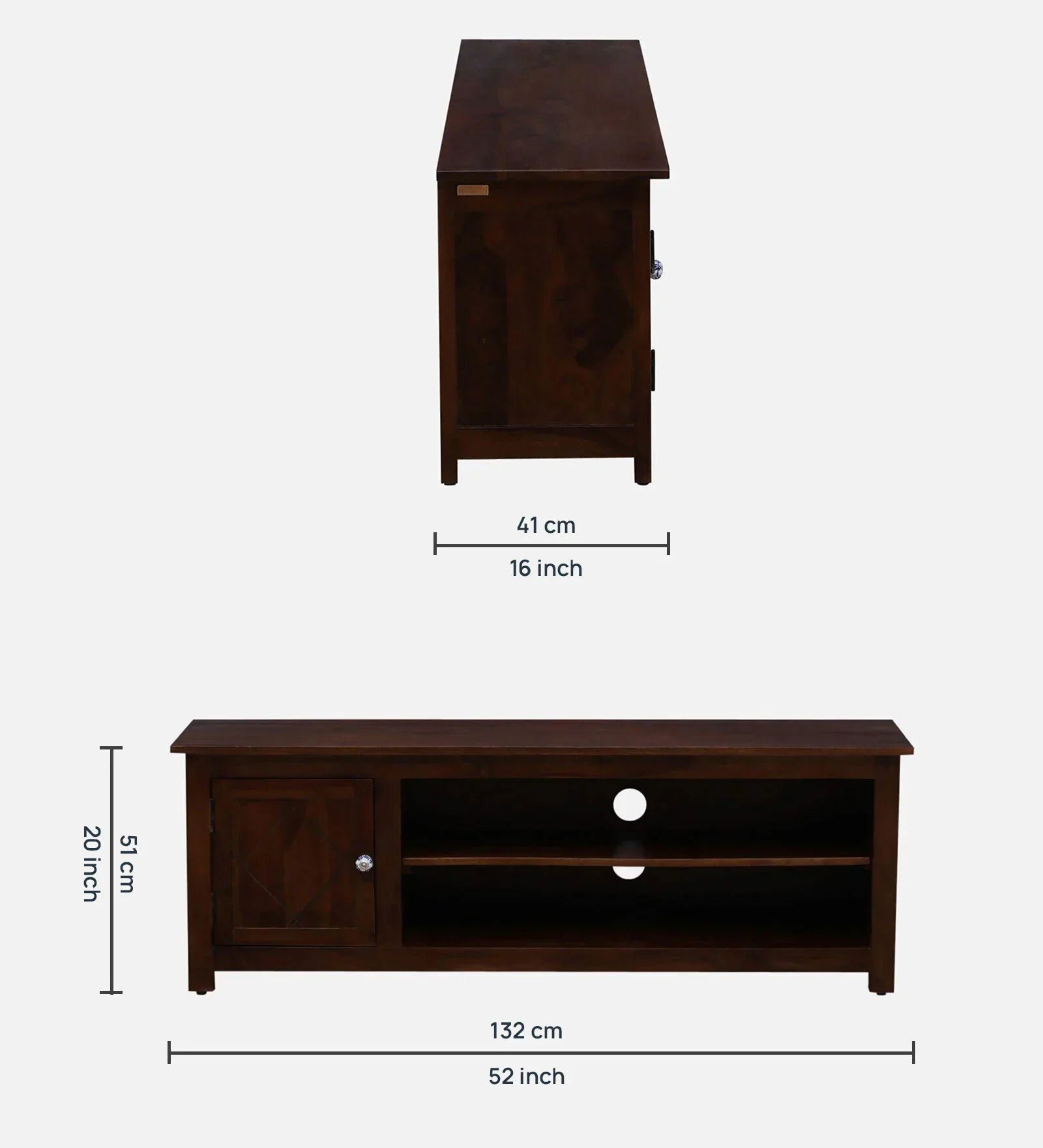 Sheesham Wood TV Console in Scratch Resistant Provincial Teak Finish For TVs Up To 55" - Image 3
