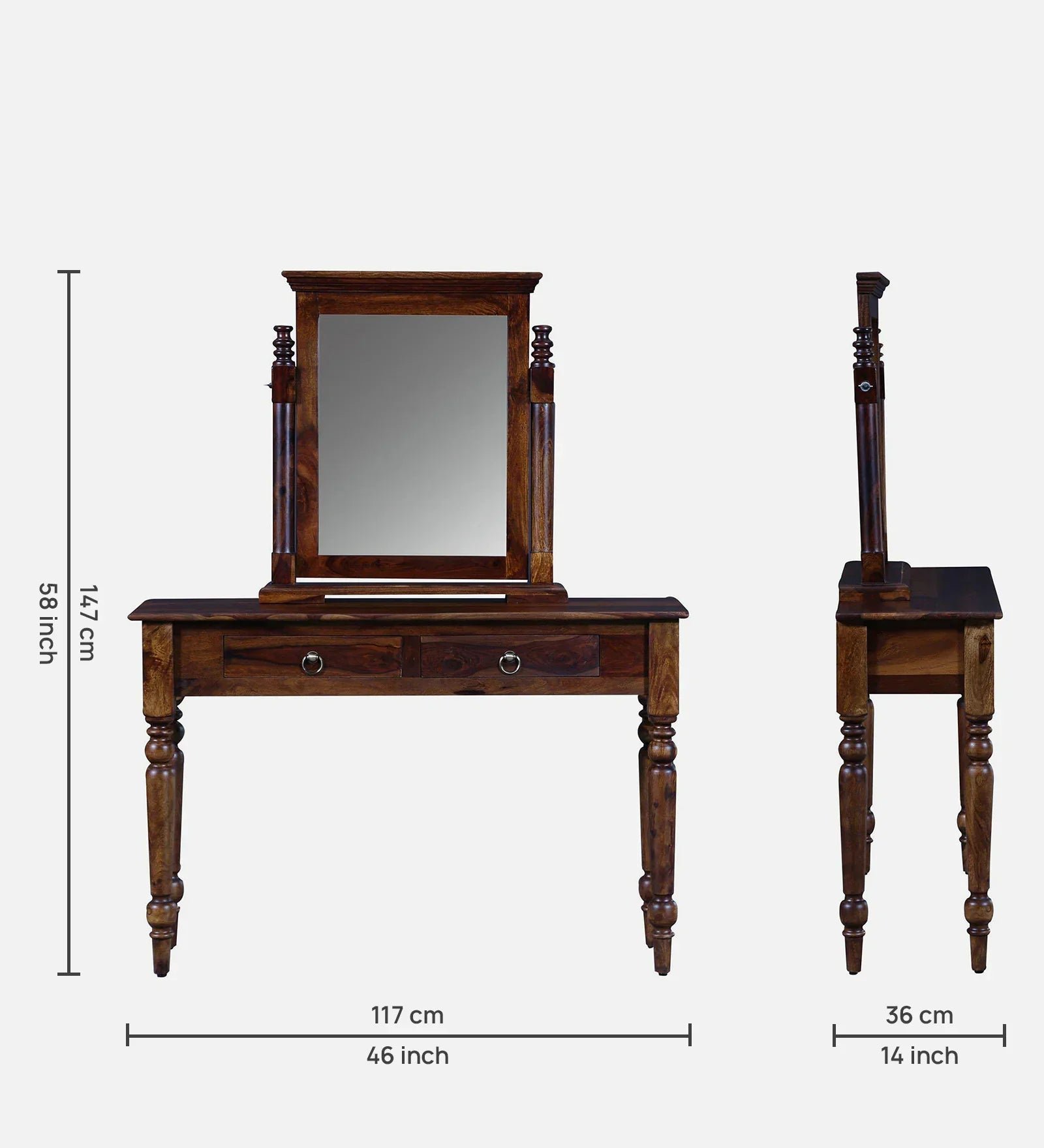 Sheesham Wood Dresser in Scratch Resistant Provincial Teak Finish - Image 4