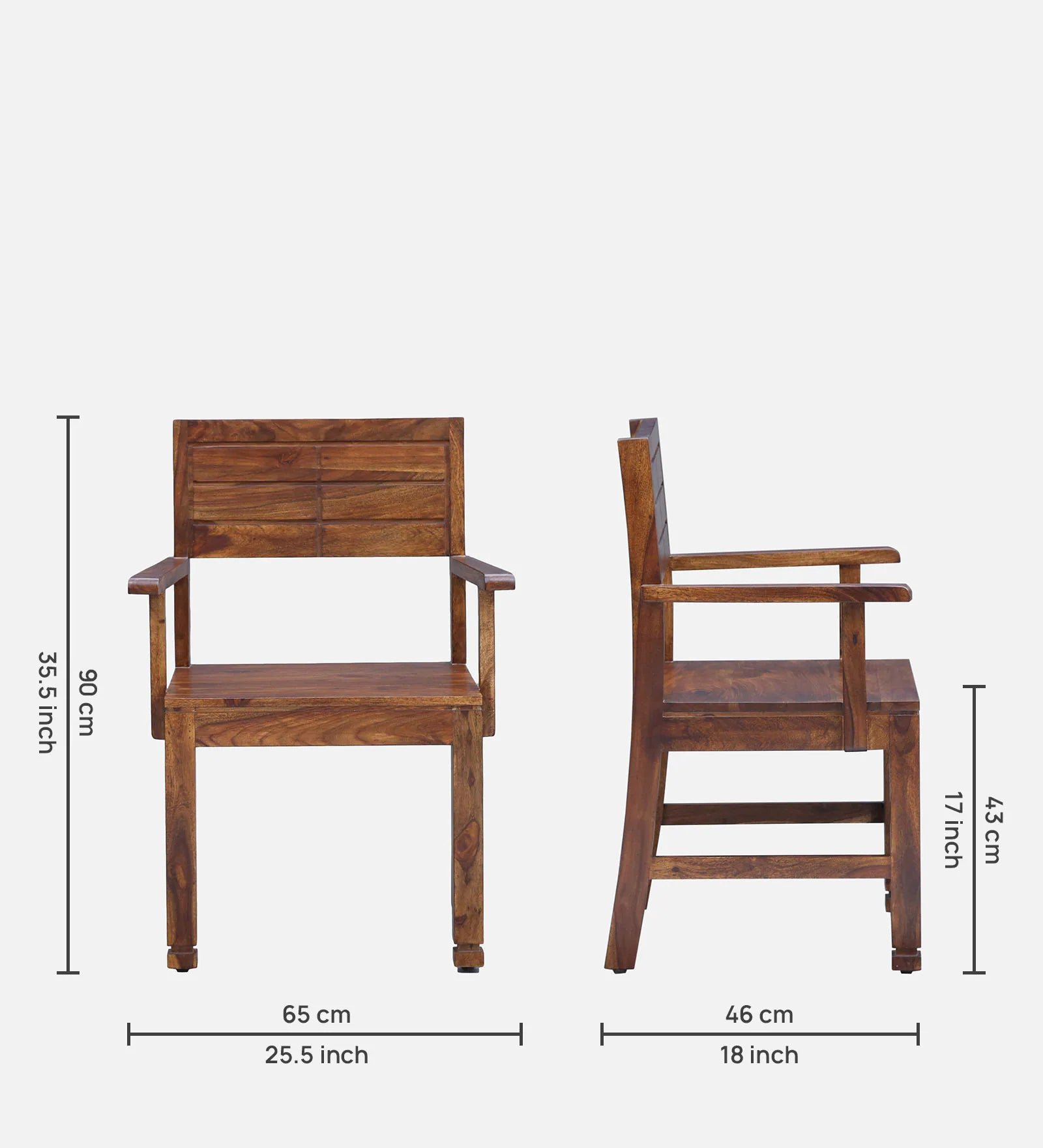 Segur Sheesham Wood Arm Chair In Provincial Teak Finish - Image 2