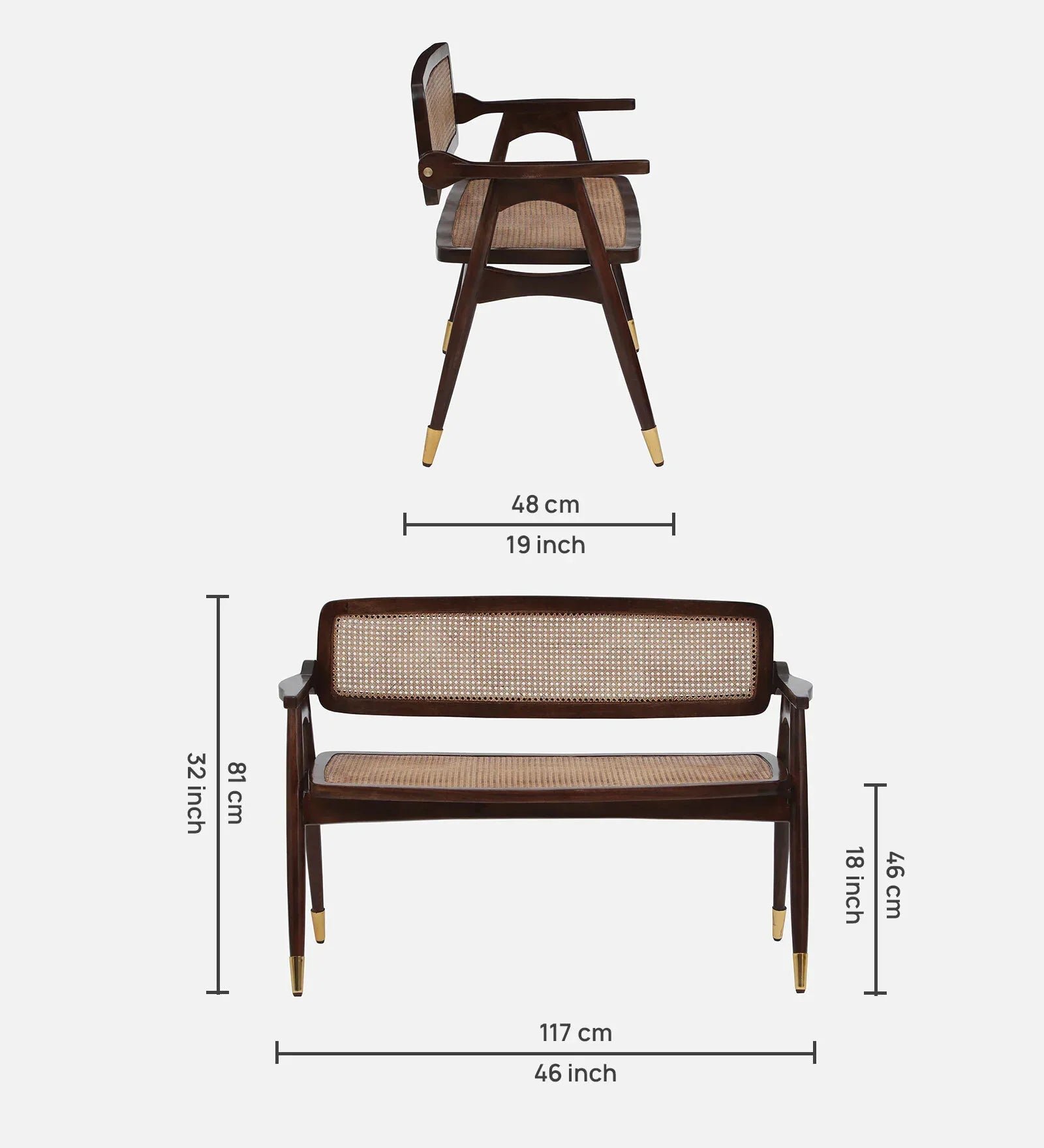 Solid Wood Settee In Tubbaq Finish - Image 2