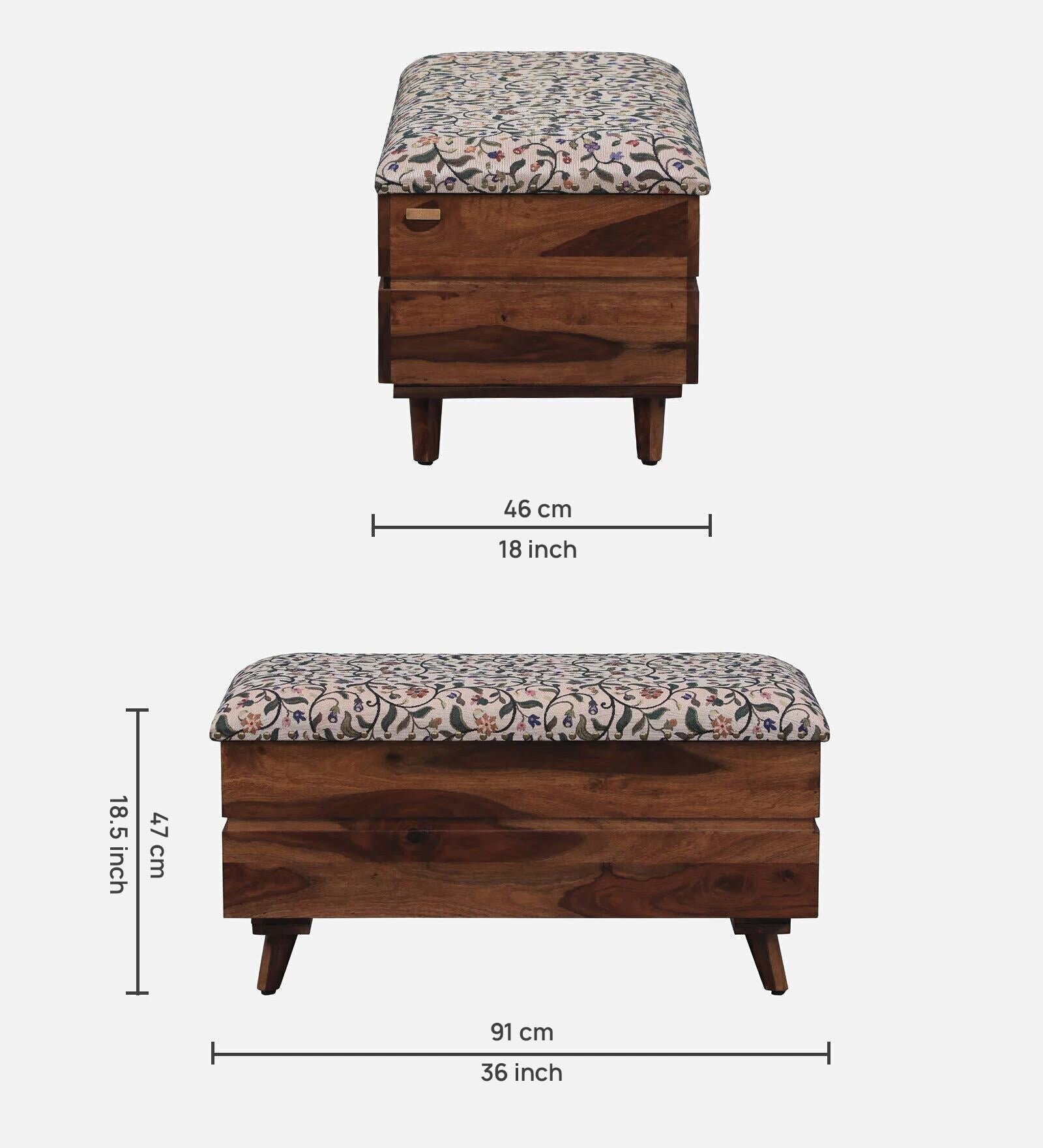 Sheesham Wood Trunk With Storage In Scratch Resistant Rustic Teak Finish - Image 2