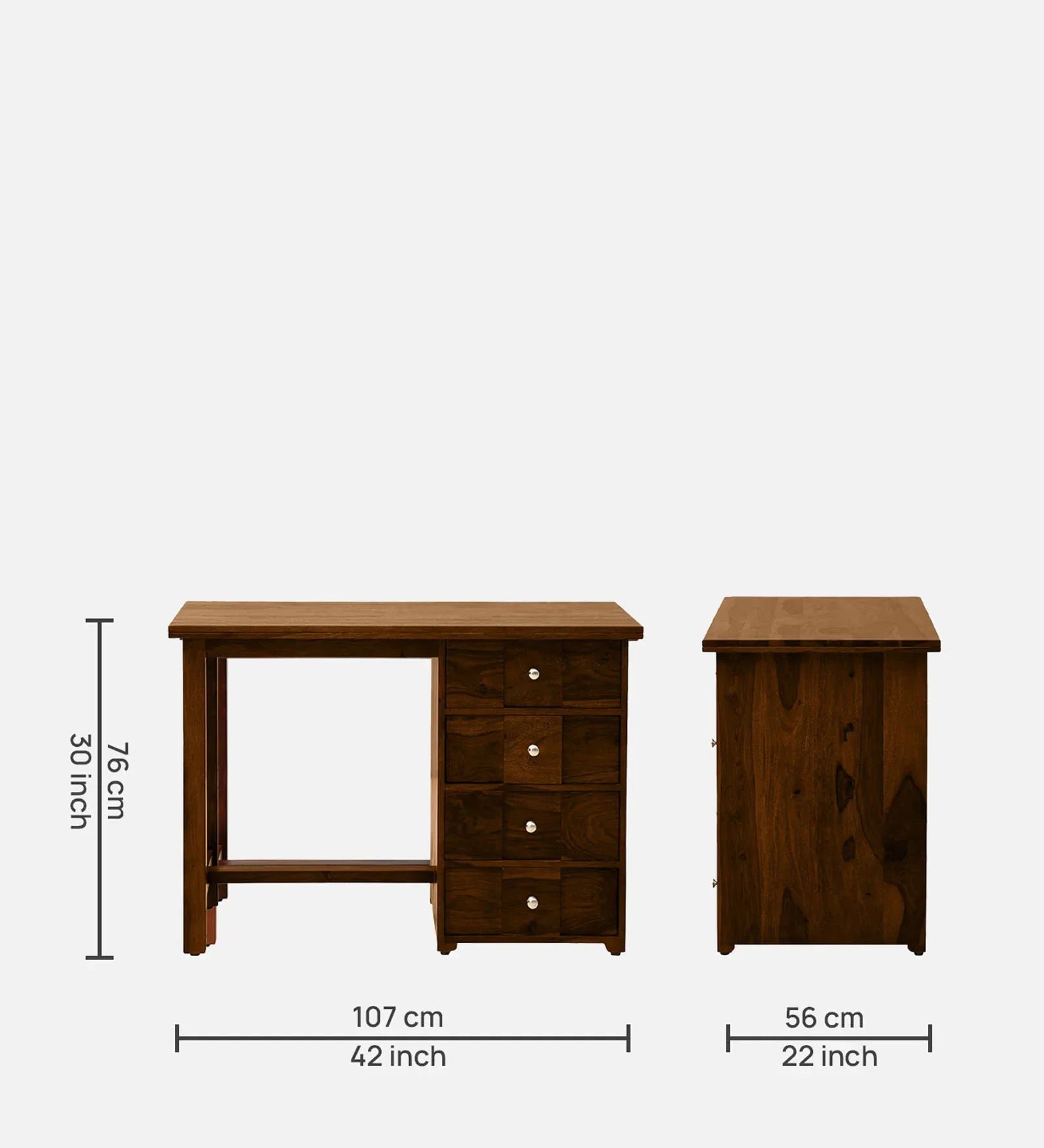 Sheesham Wood Writing Table In Scratch Resistant Provincial Teak Finish With Drawers - Image 3