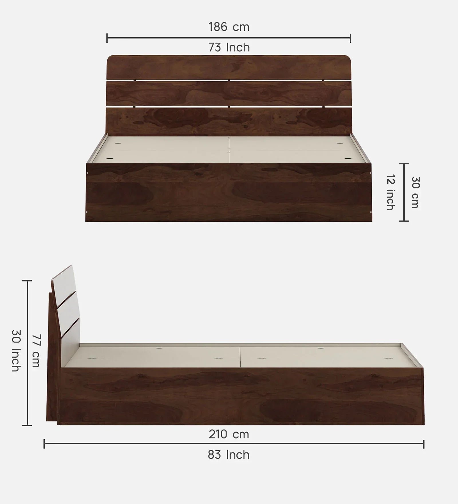 King Bed In Sheesham Finish With Box Storage - Image 2