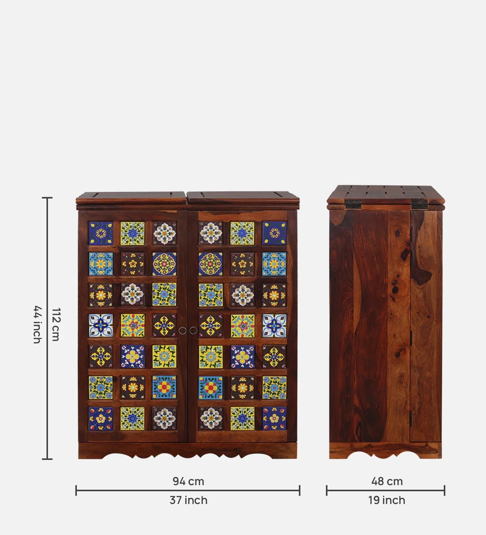 Sheesham Wood Bar Cabinet In Honey Oak Finish - Image 3