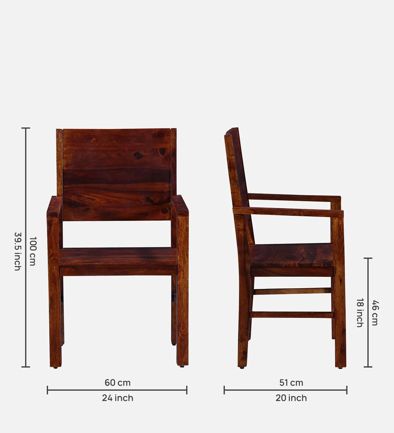 Oriel Sheesham Wood Arm Chair In Honey Oak Finish - Image 4