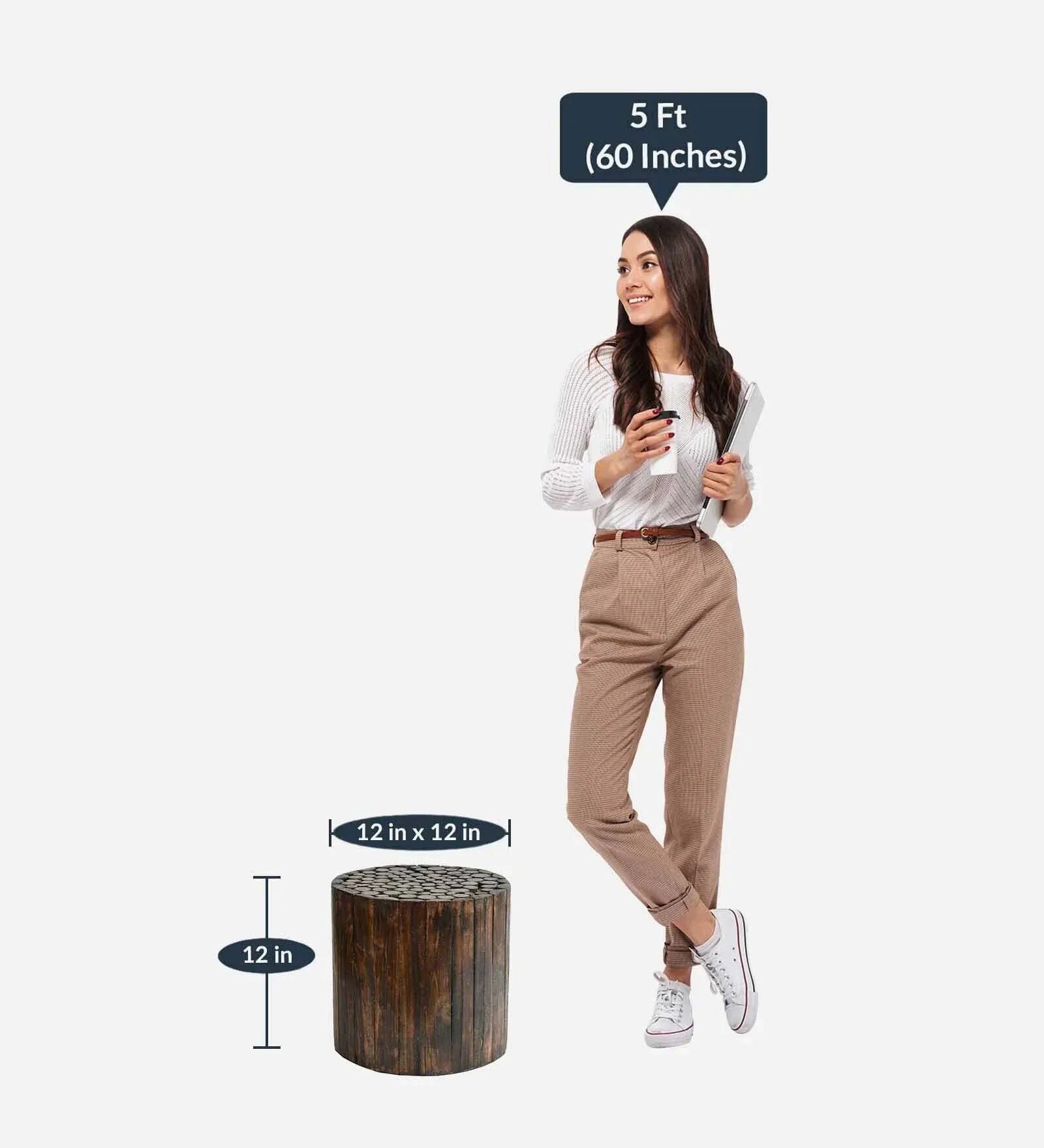 Solid Wood Foot Stool in Brown Colour - Image 2