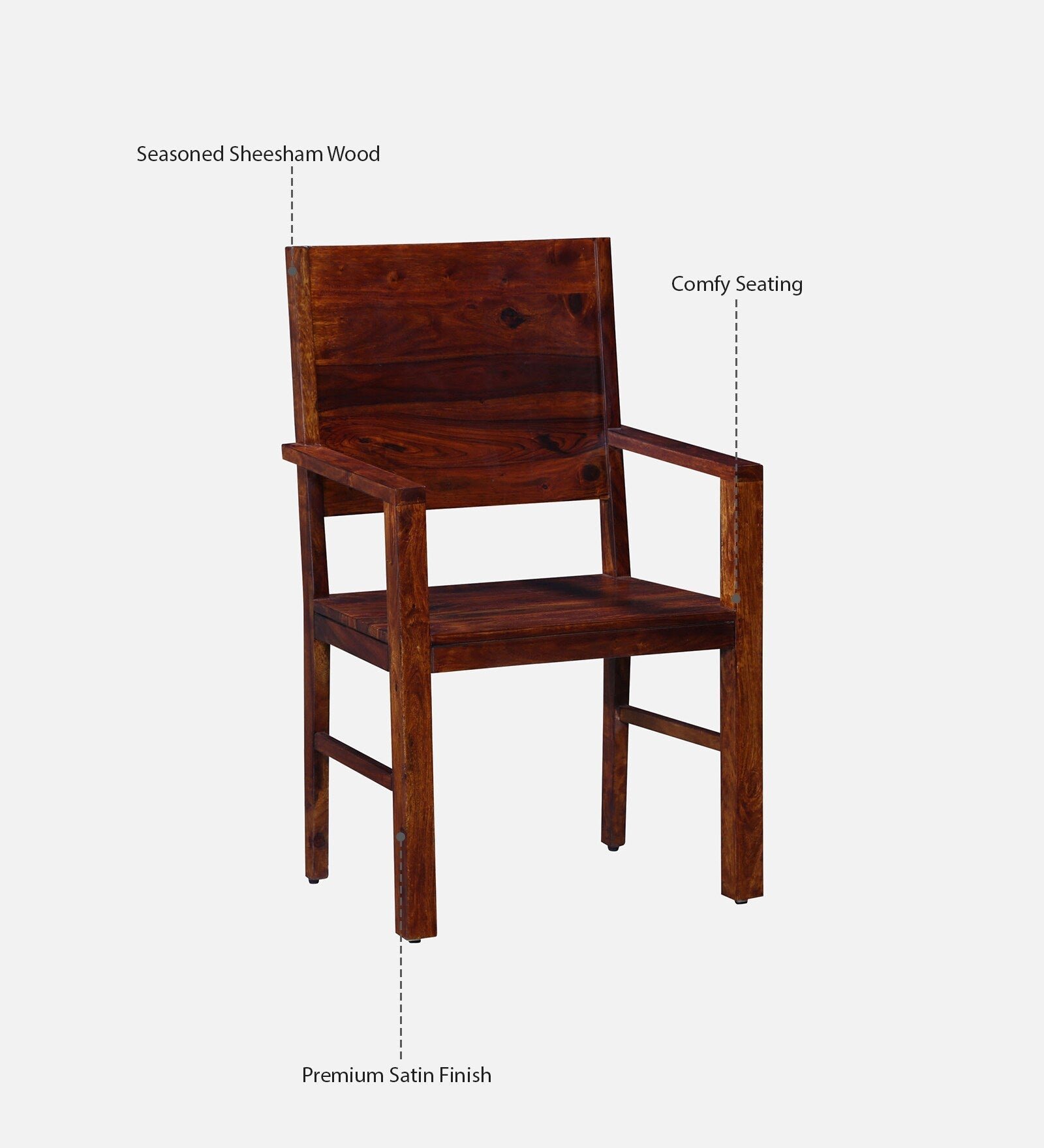 Oriel Sheesham Wood Arm Chair In Honey Oak Finish - Image 5