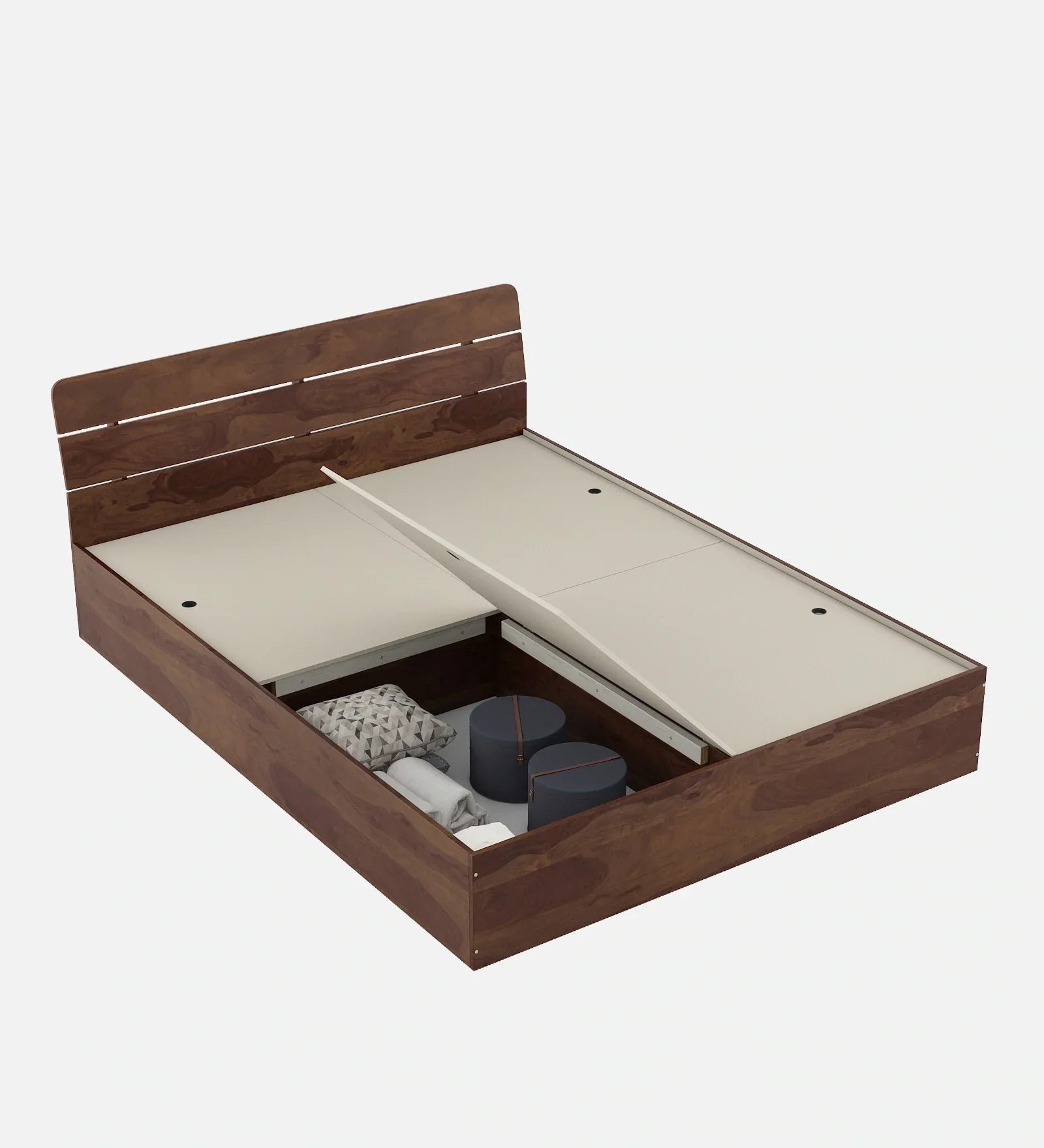 King Bed In Sheesham Finish With Box Storage - Image 3