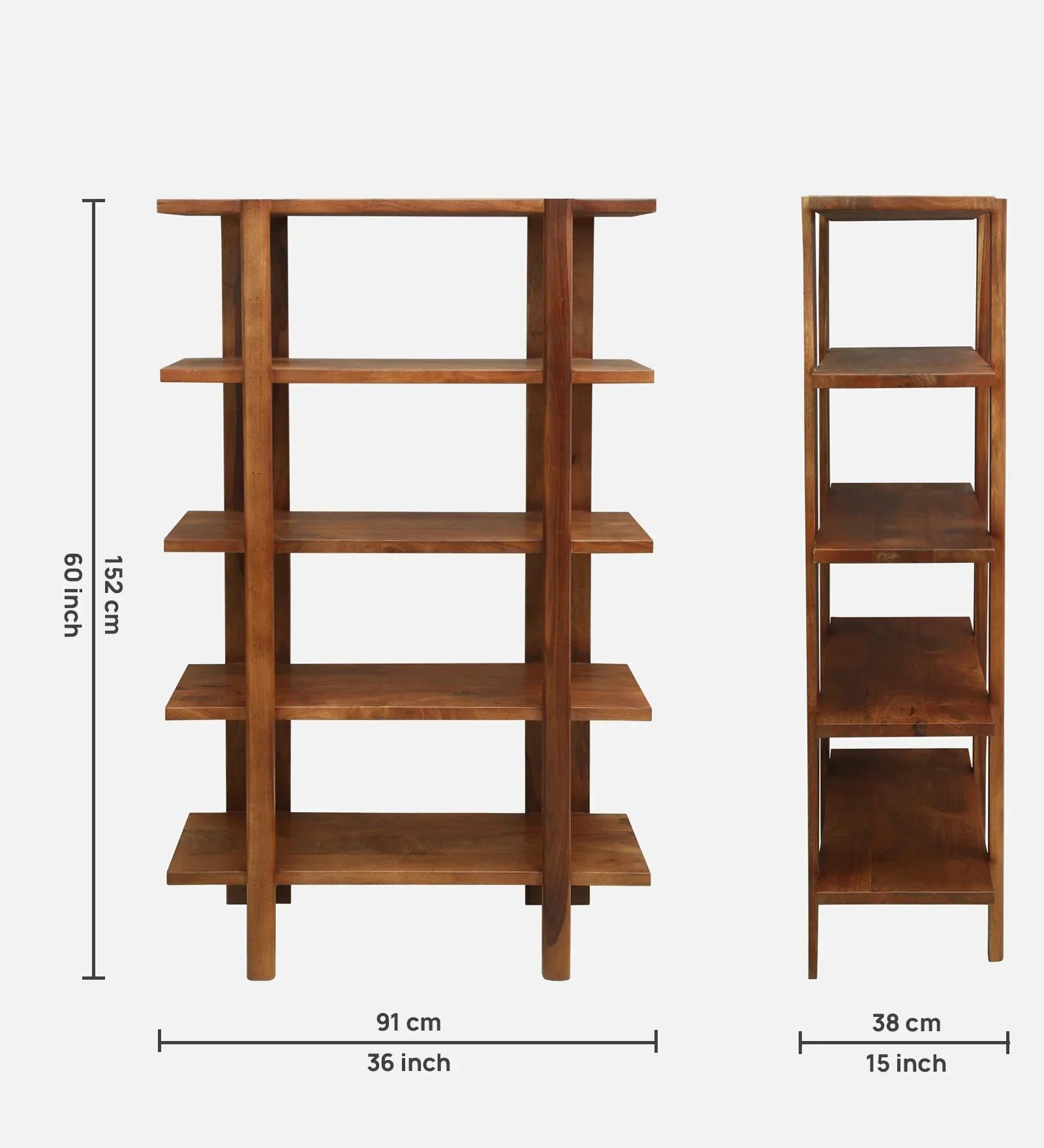 Mango Wood Book Shelf In Walnet Finish - Image 3