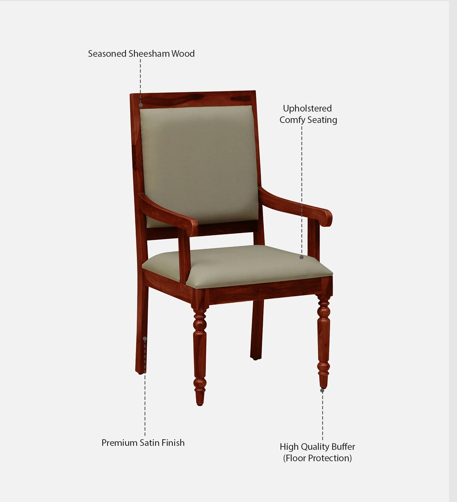 Warren Sheesham Wood Arm Chair In Honey Oak Finish - Image 5