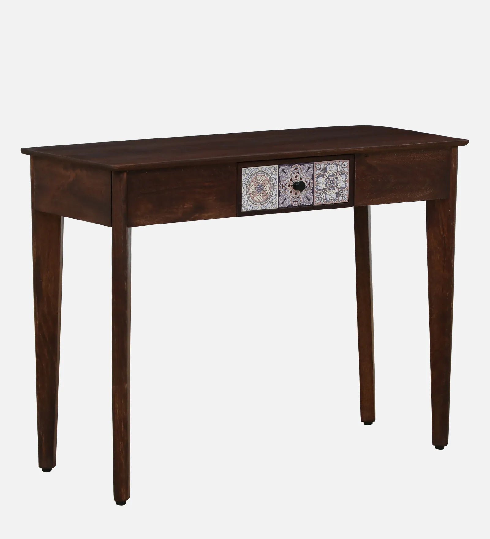 Zellige Solid Wood Console Table In Tubbaq Finish With Drawer - Image 3